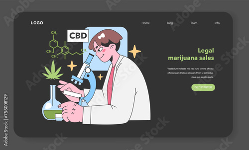 CBD research concept. Flat vector illustration.