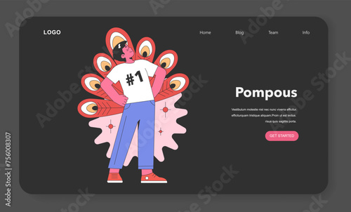 Pompous character concept. Flat vector illustration.