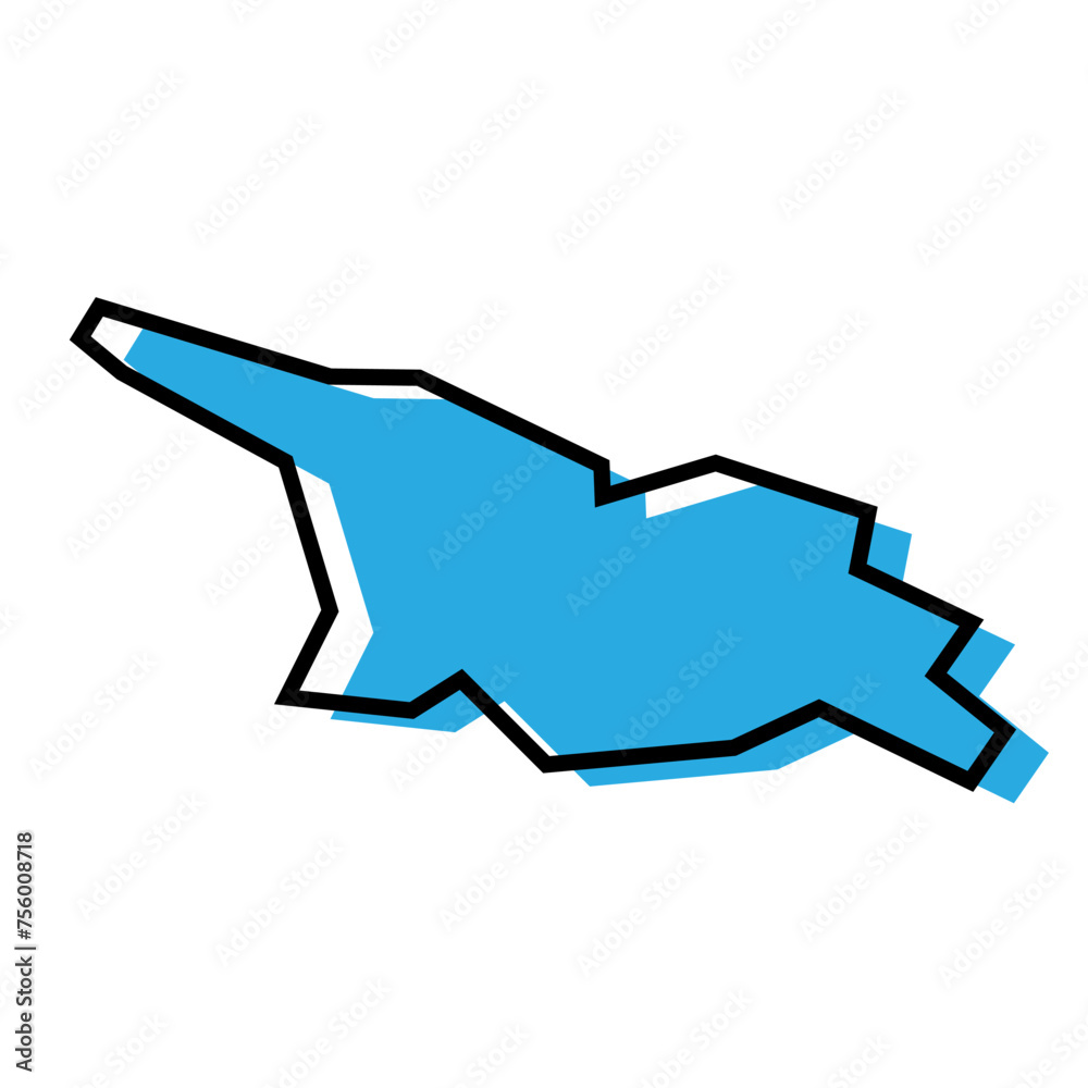 Georgia country simplified map. Blue silhouette with thick black contour outline isolated on white background. Simple vector icon Georgia country simplified map. Blue silhouette with thick black contour outline isolated on white background. Simple vector icon