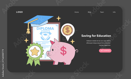 Saving for Education concept. Flat vector illustration.