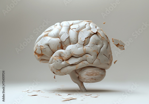 A human brain made of dried broken plaster
