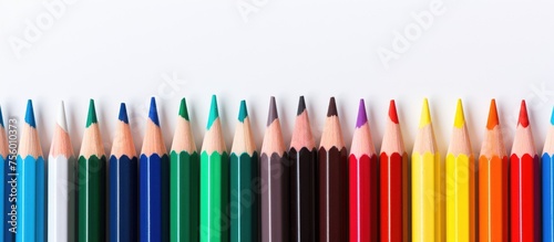 A row of writing implements, in various shades including magenta, lined up on a white background. These stationery office supplies are perfect for adding color to your writing