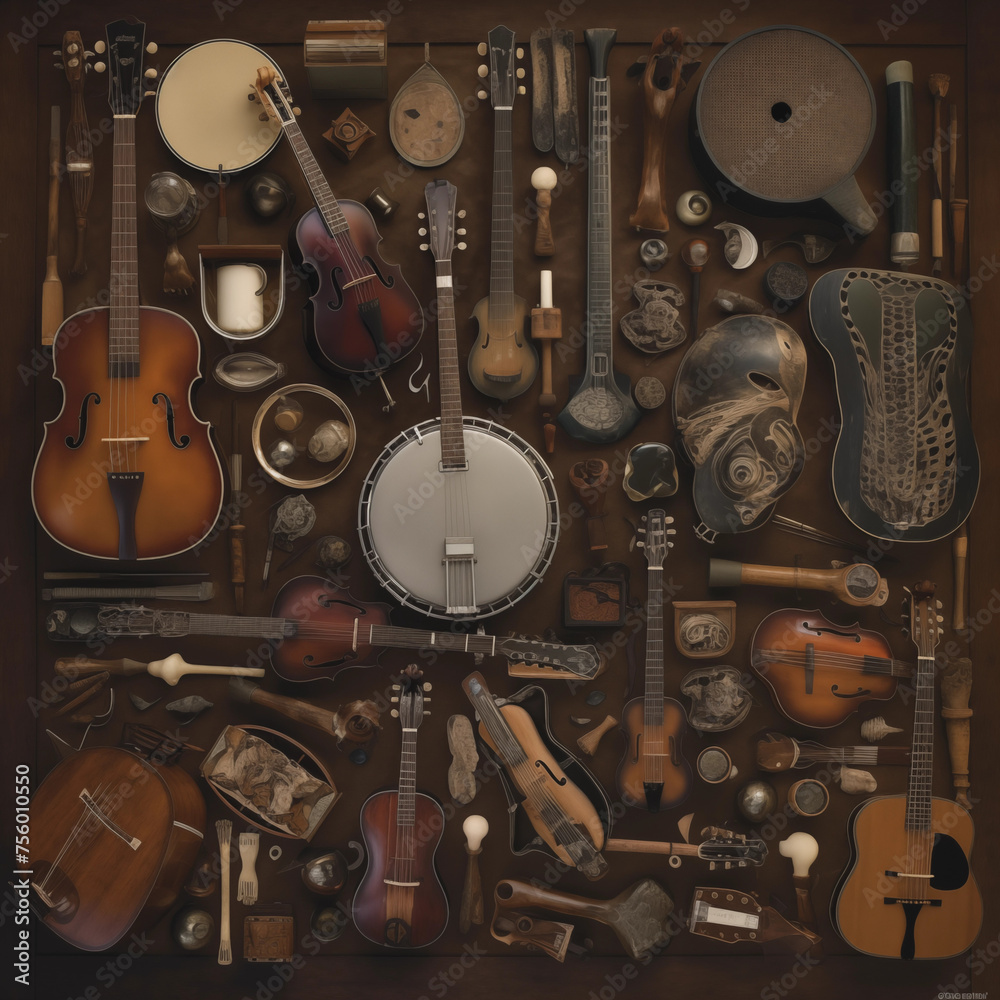 Naklejka premium Musical instrument pattern