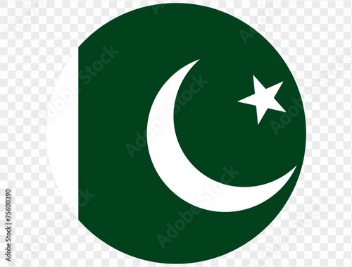 Pakistan flag button on png or transparent background. vector illustration.