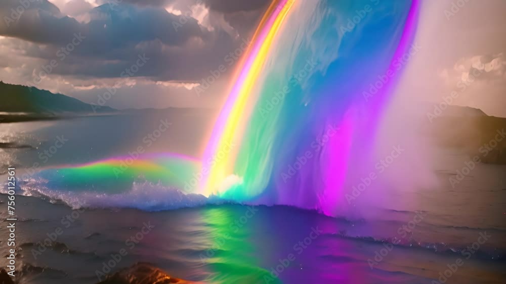 Rainbow Appears Over Body of Water Generative AI Rainbow Appears Over Body of Water Generative AI
