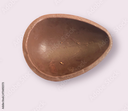 Half of handmade Easter chocolate egg, typical recipe from the interior of Brazil
