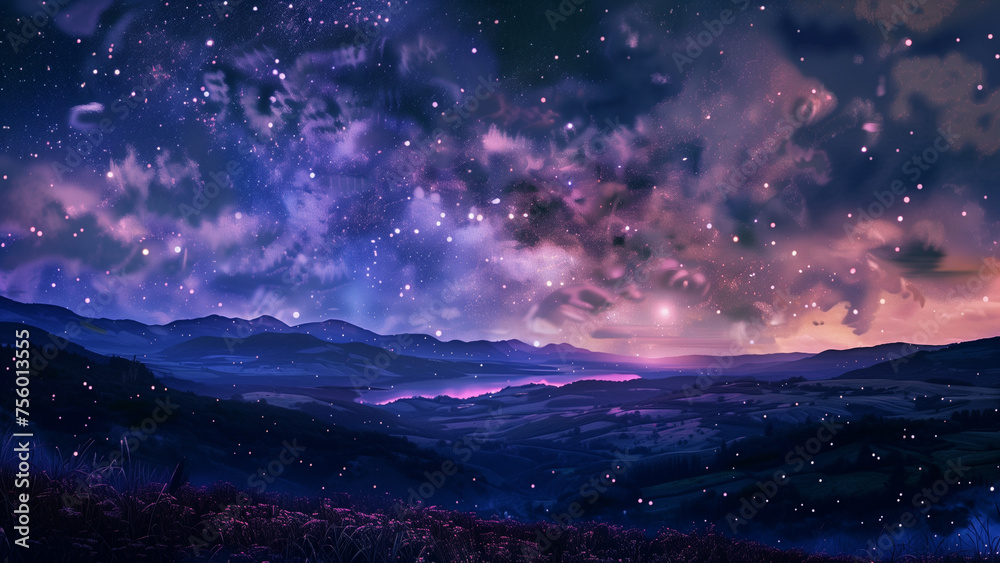 Cosmic Calm: A Peaceful Panorama with Stars Above