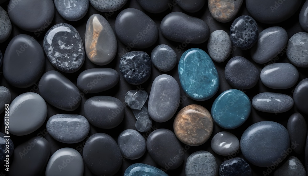 Black and colorful smooth stones background Black and colorful smooth stones background