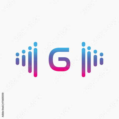Initial Letter G with a musical note Logo. Musical sign symbol. Font emblem. Modern vector logo design template