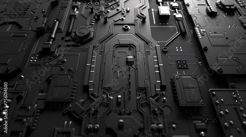 A close up of a circuit board with many different components, AI