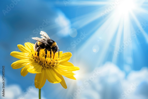Sunlit Bee on a Yellow Bloom © Sviatlana