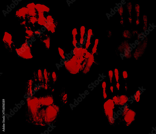 blood hand print overlay with black background