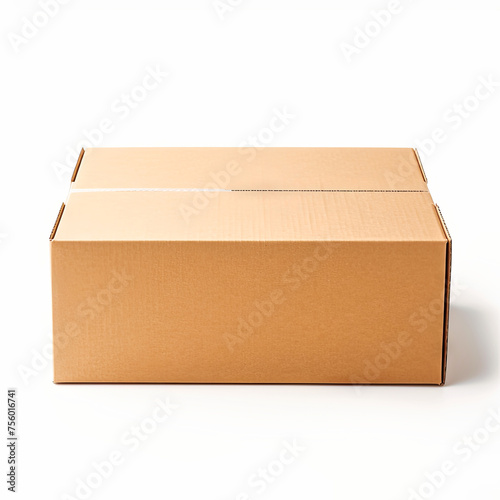 empty cardboard box on top isolated on white Background © petro