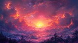 Immerse yourself in the colorful sky concept with a dramatic sunset, showcasing a twilight-colored sky adorned with clouds.jpeg