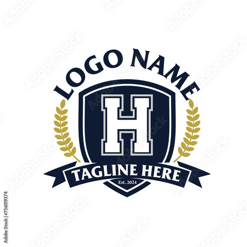 school logo design, emblem, letter h logo vector