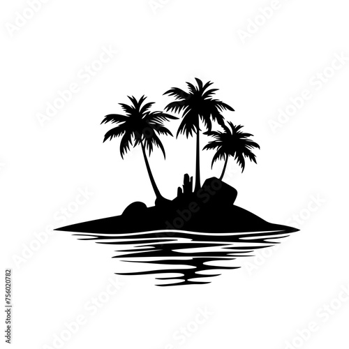 Fototapeta Naklejka Na Ścianę i Meble -  Coral Island Landscape Vector Logo