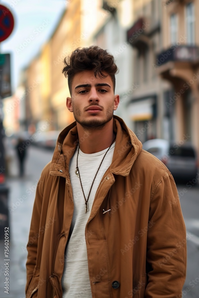 young man posing in front of the camera with a very modern style young man posing in front of the camera with a very modern style