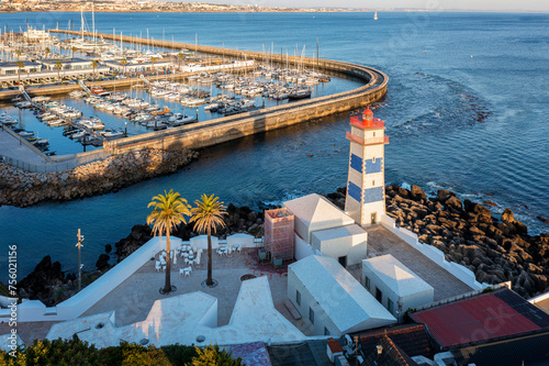Obraz na płótnie Panoramic view of Santa Marta lighthouse and marina of Cascais w salonie