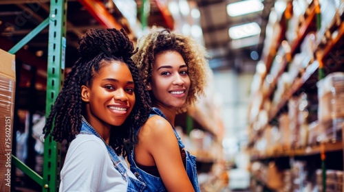 Young women working together in a warehouse