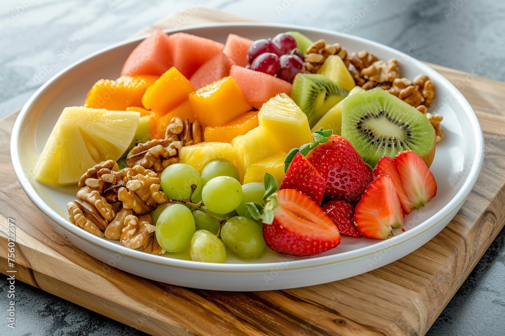 ceramic plate with fruits and nuts ceramic plate with fruits and nuts