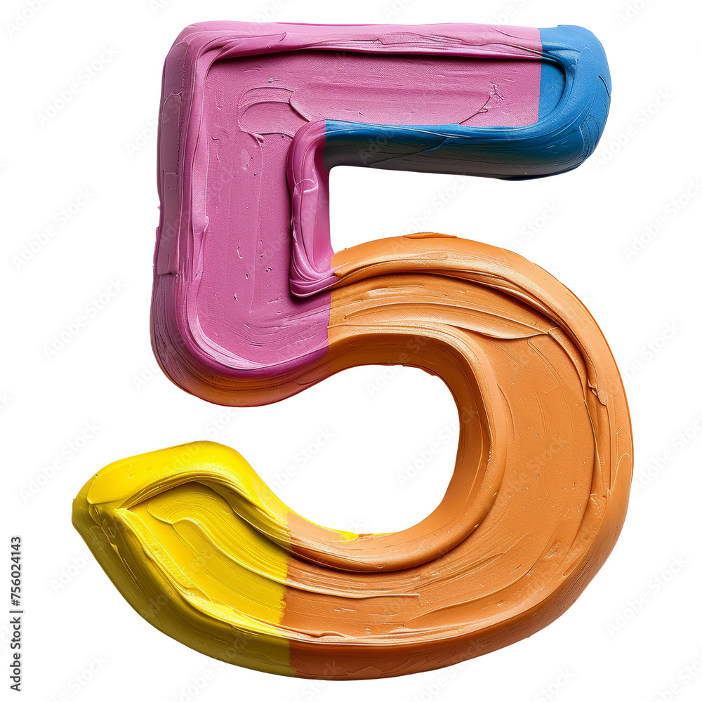 Number 5 Playdough Sculpture Isolated on Transparent or White Background, PNG Number 5 Playdough Sculpture Isolated on Transparent or White Background, PNG