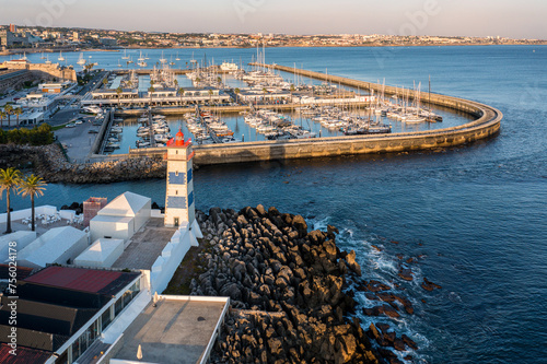 Obraz na płótnie Panorama of marina and coastline of Cascais, Portugal with Santa Marta w salonie
