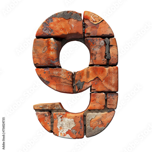 Red Brick 9 Isolated on Transparent or White Background, PNG photo