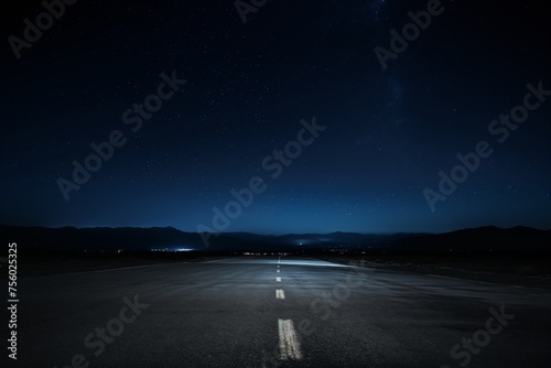 Road under star sky