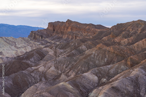 Several rock colors and badlands at Zabriskie's Point in Death Valley National Park.