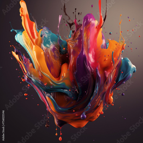 an abstract liquid paint background with dynamic splashes and drips 
