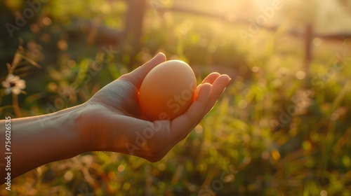 Eggs，Free-range chicken, hand holding hen's egg  © Ziyan Yang
