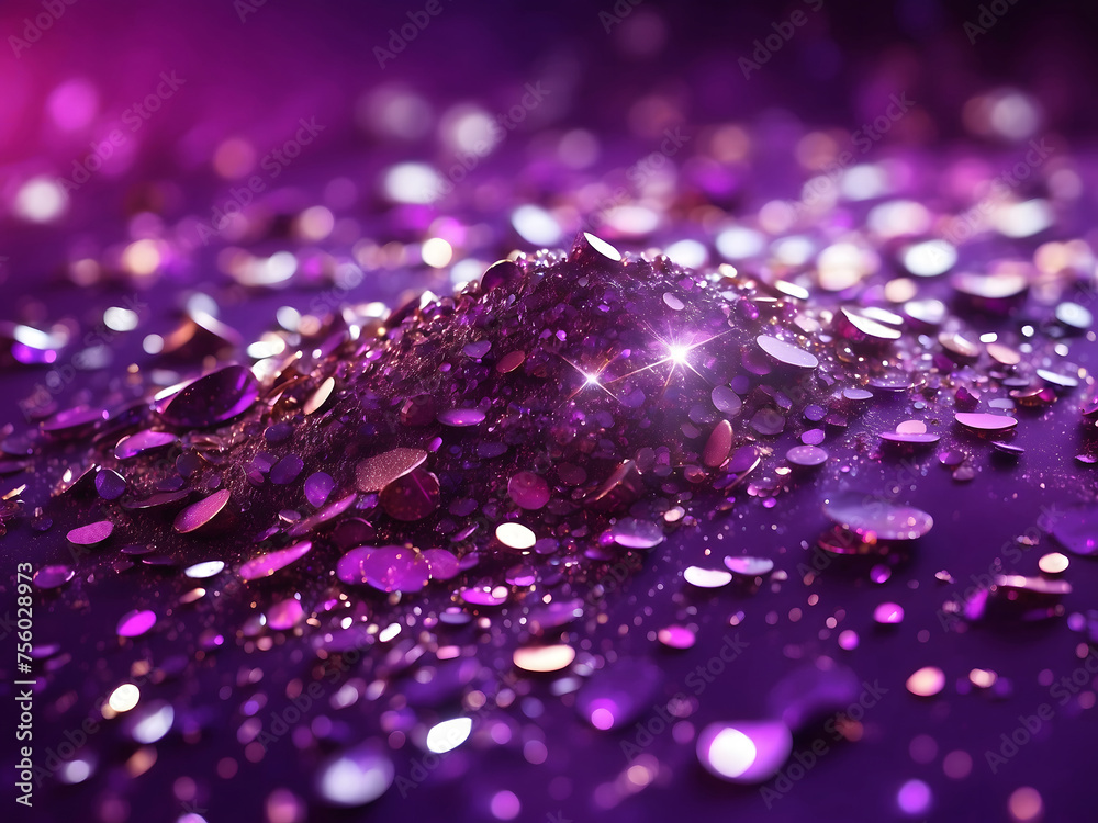 Shine glitter purple background illustration vibrant iridescent design, lustrous radiant, dazzling glistening shine glitter purple background design. - obrazy, fototapety, plakaty 