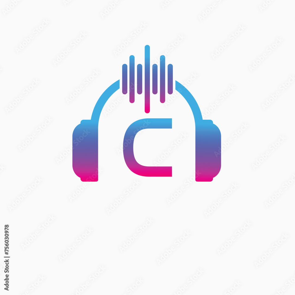 Letter C Headphone Logo Design Vector Icon Graphic Illustration Music Disco DJ Wave sound Letter C Headphone Logo Design Vector Icon Graphic Illustration Music Disco DJ Wave sound