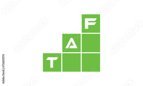 TAF initial letter financial logo design vector template. economics, growth, meter, range, profit, loan, graph, finance, benefits, economic, increase, arrow up, grade, grew up, topper, company, scale