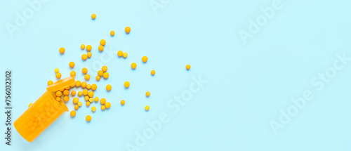 Jar with many yellow pills ...