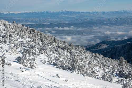 Winter Landscape of Rila mountain near Musala peak, Bulgaria