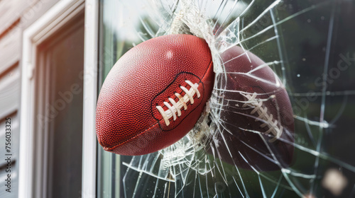 Football ball breaking window