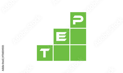 TEP initial letter financial logo design vector template. economics, growth, meter, range, profit, loan, graph, finance, benefits, economic, increase, arrow up, grade, grew up, topper, company, scale