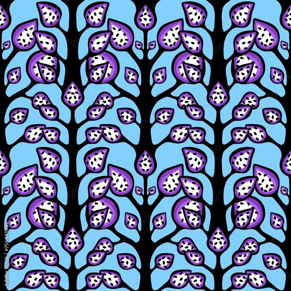 Naklejka premium Cartoon summer retro seamless flower pattern for wrapping paper and fabrics and spring packaging and kids print