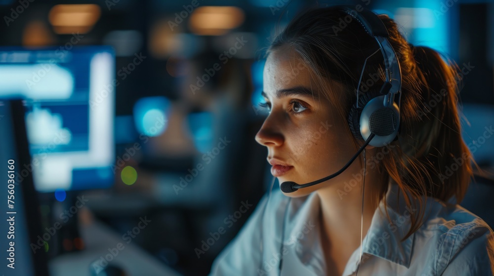 service agent working on computer at call center generative ai service agent working on computer at call center generative ai