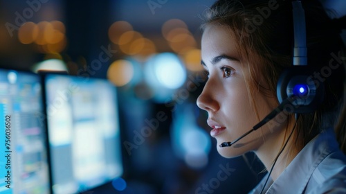 service agent working on computer at call center generative ai