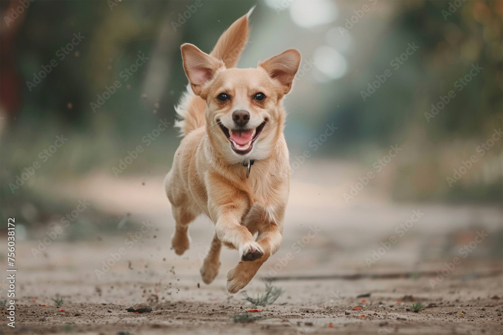 楽しそうに走る犬