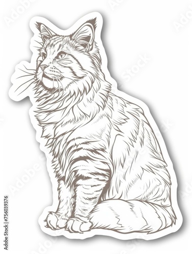 Cute and adorable Maine Coon sticker with a serene expression.