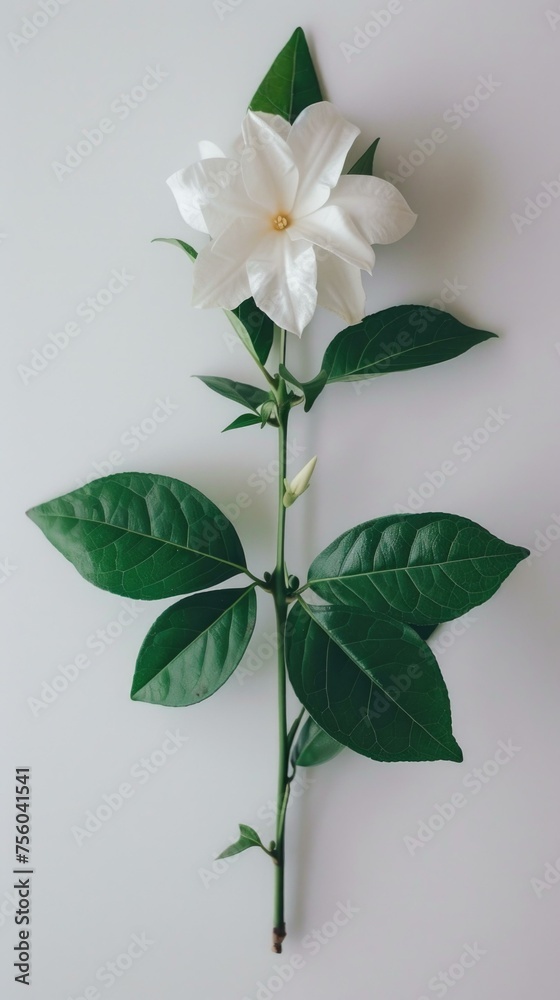Obraz premium White gardenia flower on white background. Generative AI.