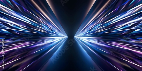Abstract purple blue silver symmetrical curve abstract neon background with ascending pink blue red glowing lines. photo
