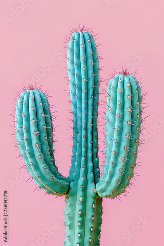 Surrealistic Cactus Garden on a Minimalistic pink background, summer concept, generative ai