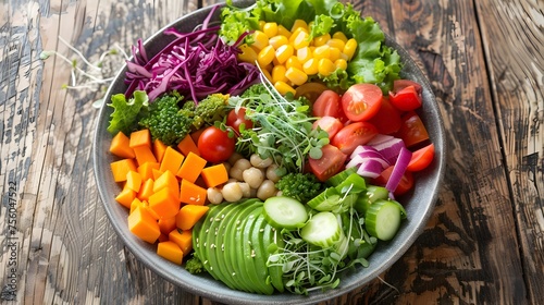 Colorful Vegetables in a Bowl  To inspire healthy eating and meal preparation through a visually appealing image of fresh vegetables