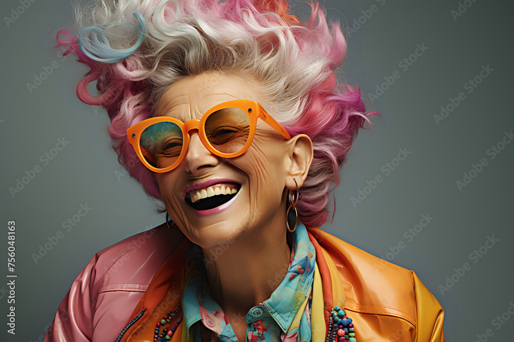 Vibrant Senior Woman Embracing Fashion.
Joyous elderly woman with colorful hair and trendy glasses, embodying vibrant lifestyle and positive aging, ideal for fashion and senior happiness themes.
Vibrant Senior Woman Embracing Fashion.
Joyous elderly woman with colorful hair and trendy glasses, embodying vibrant lifestyle and positive aging, ideal for fashion and senior happiness themes.