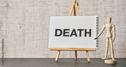 There is notebook with the word DEATH. It is as an eye-catching image.