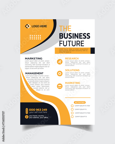 Real Elegance Business Flyer or Modern Business Leaflet Yellow and Black Color